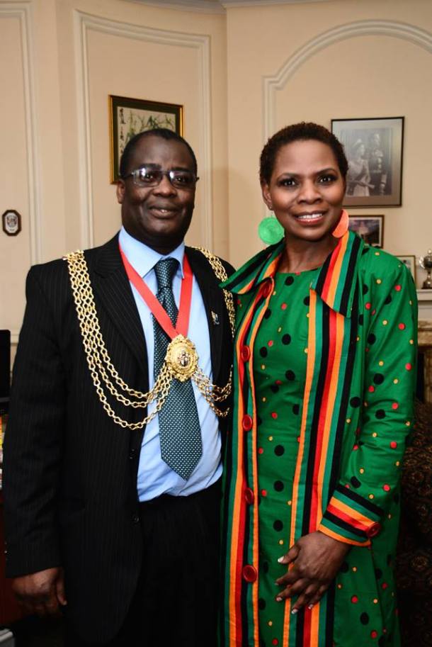 Justina Mutale with His Worship the Mayor of Lambeth, Cllr Aminu