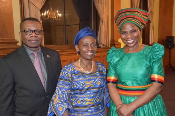 Justina Mutale with Zambian High Commissioner and Commonwealth Deputy Secretary General